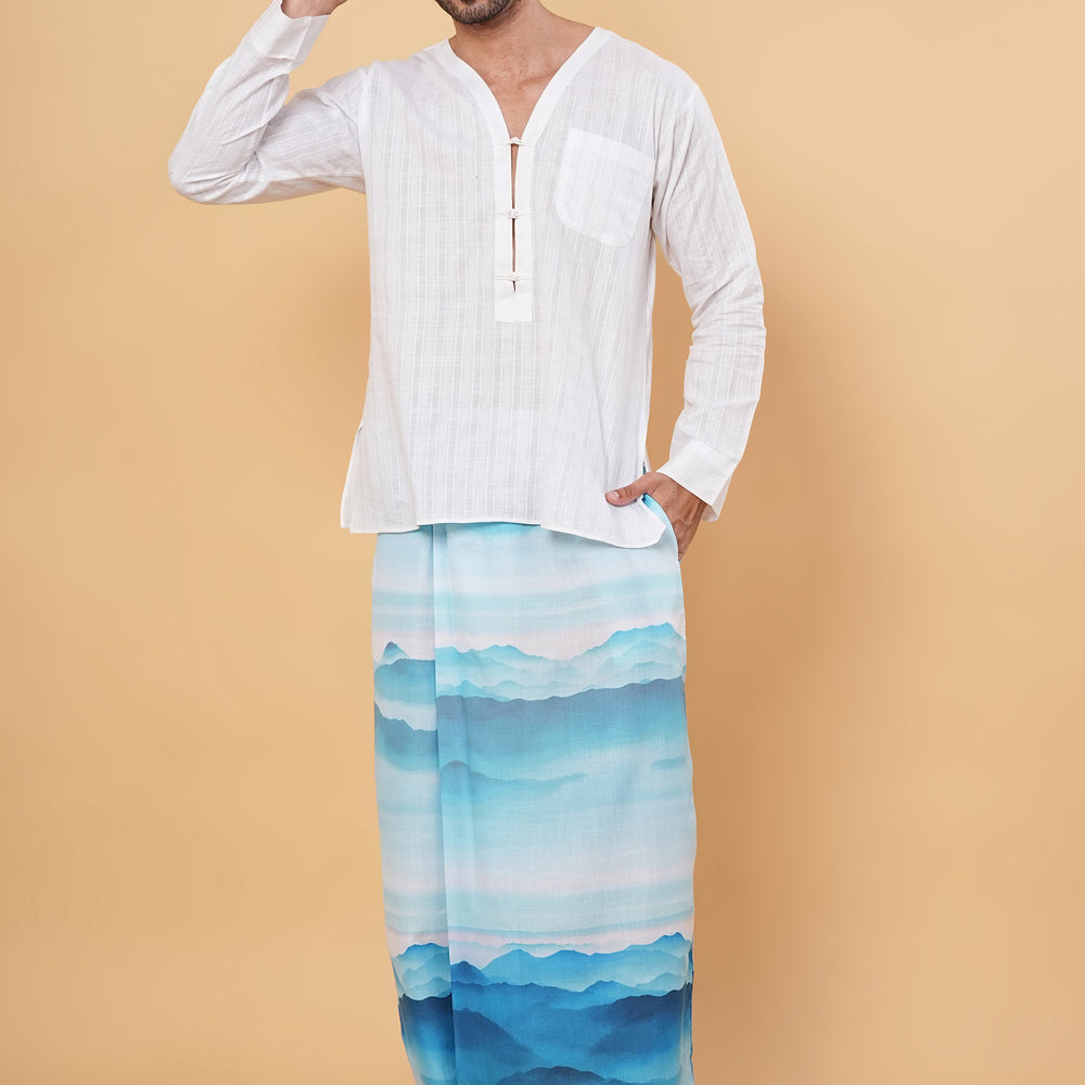 
                      
                        White Cotton Kurta Pajamalungi Set
                      
                    