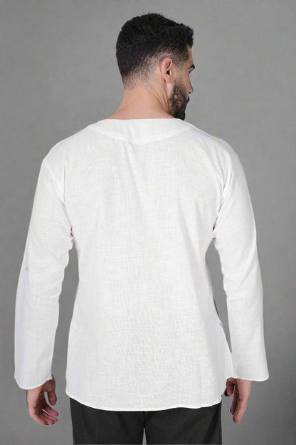White self button Kurta