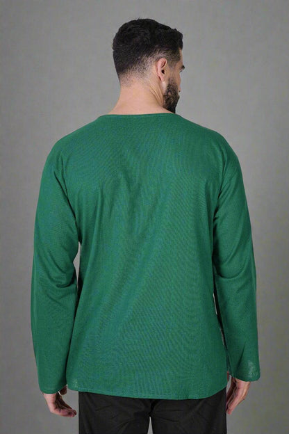 V-Neck Buttoned Green Kurta