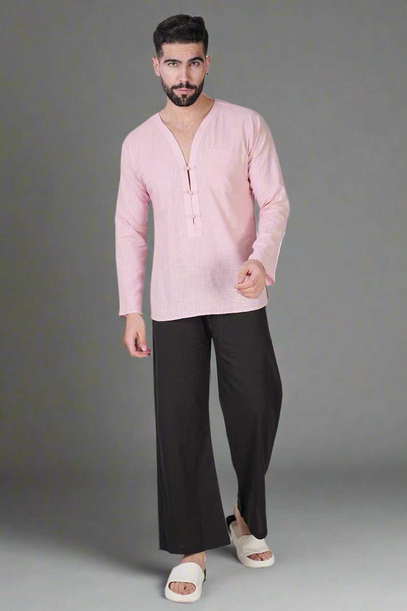 Blush Serenity Slub Kurta