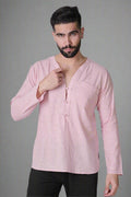 Blush Serenity Slub Kurta - Nirmal Online