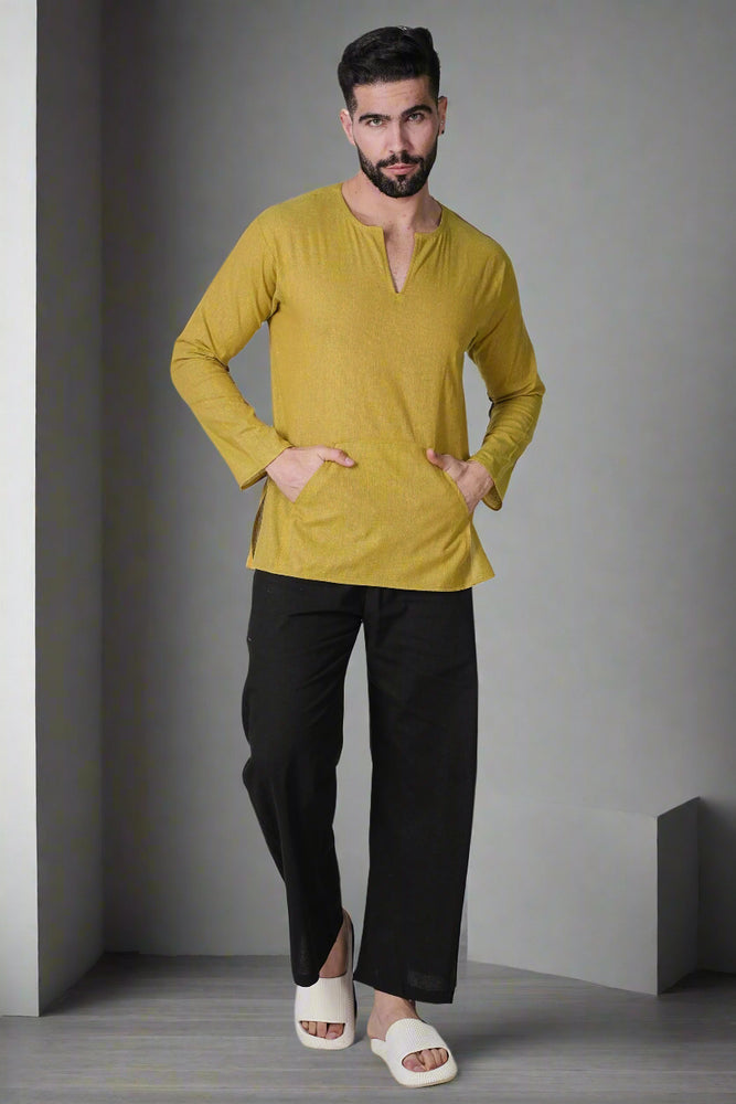 Mustard Aura Pocket Kurta