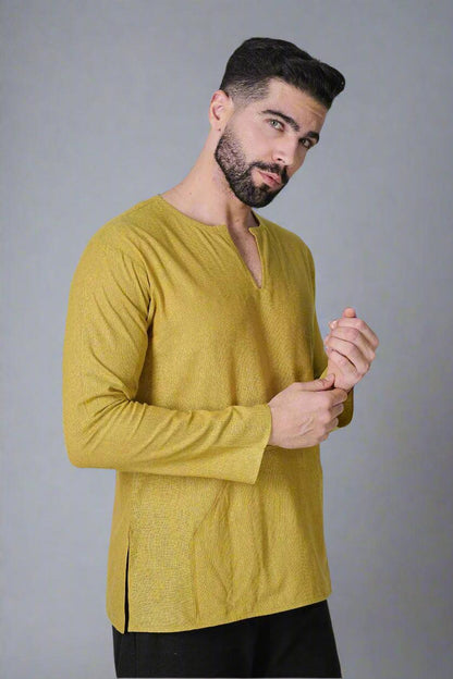 Mustard Aura Pocket Kurta