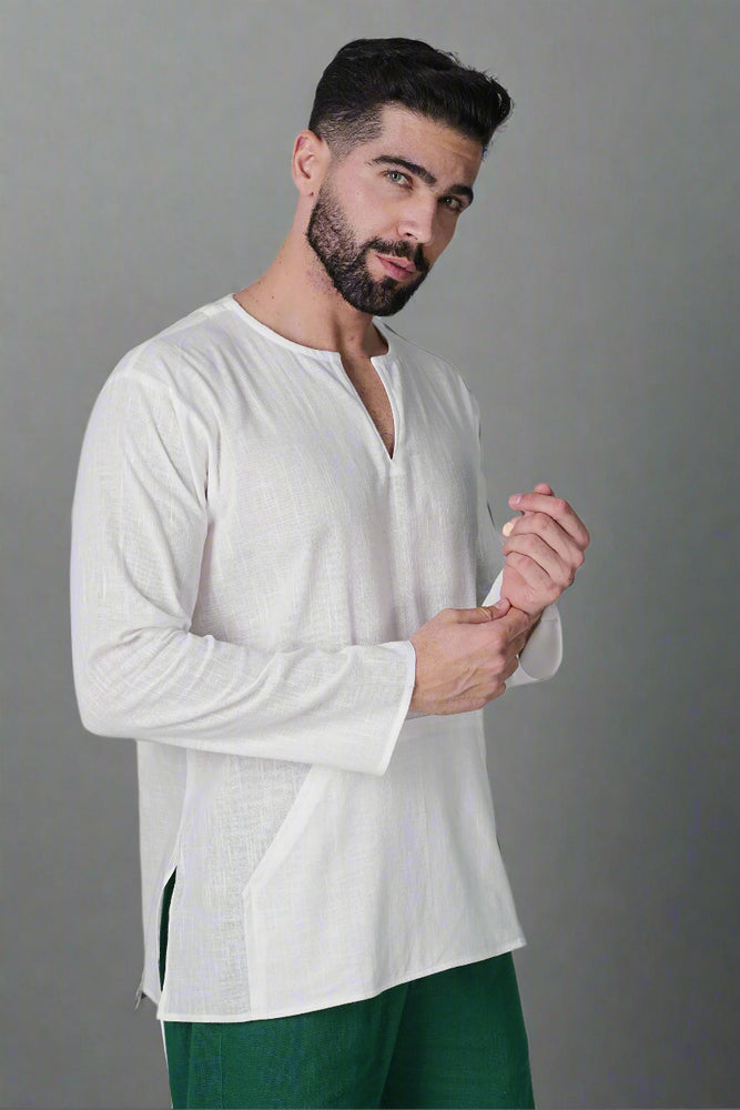 
                      
                        Off Shoulder Emerald Breeze Cotton Kurta
                      
                    