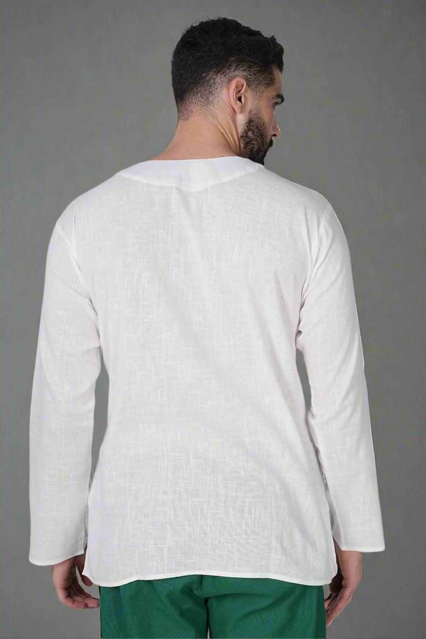 Off Shoulder Emerald Breeze Cotton Kurta - Nirmal Online