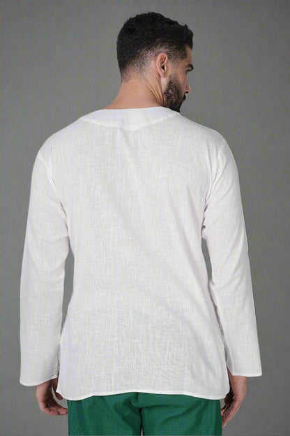 Off Shoulder Emerald Breeze Cotton Kurta