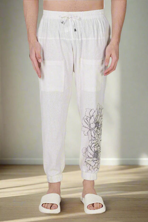 Ivory Bloom floral printed Jogger - Nirmal Online