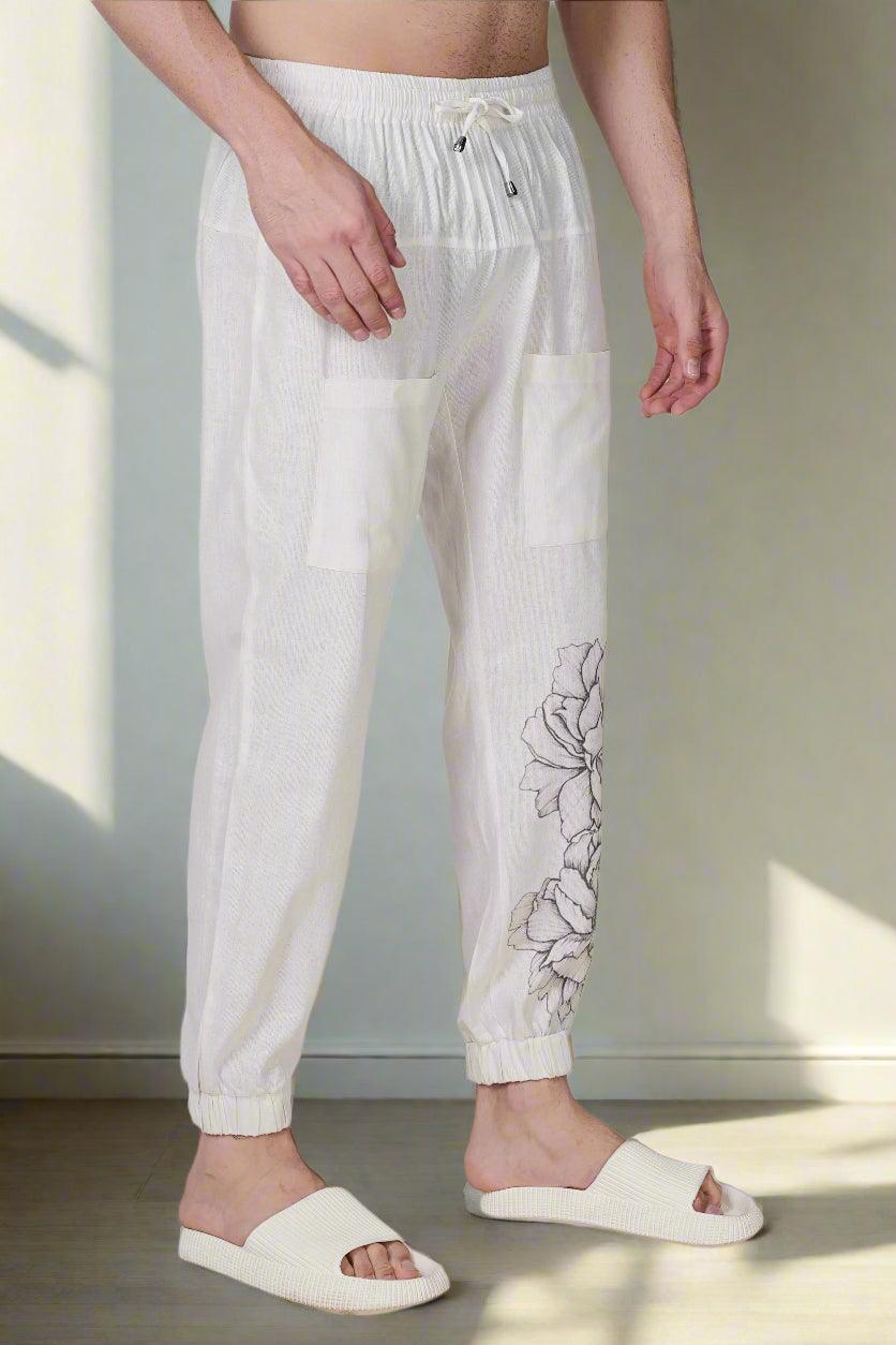 Ivory Bloom floral printed Jogger - Nirmal Online