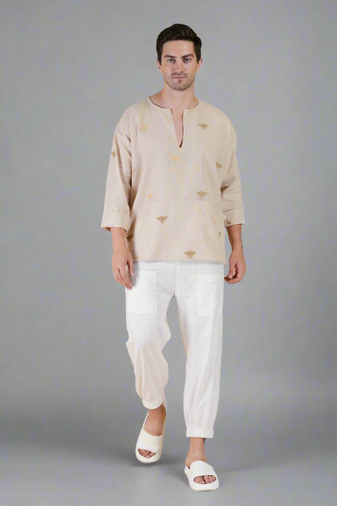 
                      
                        Honey bee embroidered Cotton Kurta & White Pajama Set
                      
                    