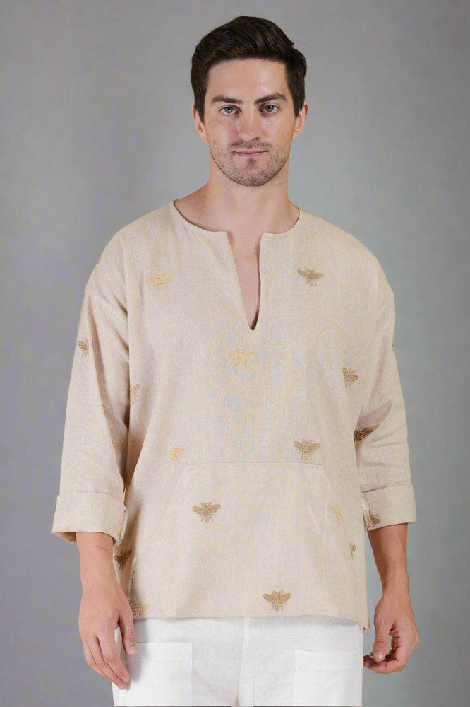 
                      
                        Honey Bee Embroidered Cotton Kurta
                      
                    