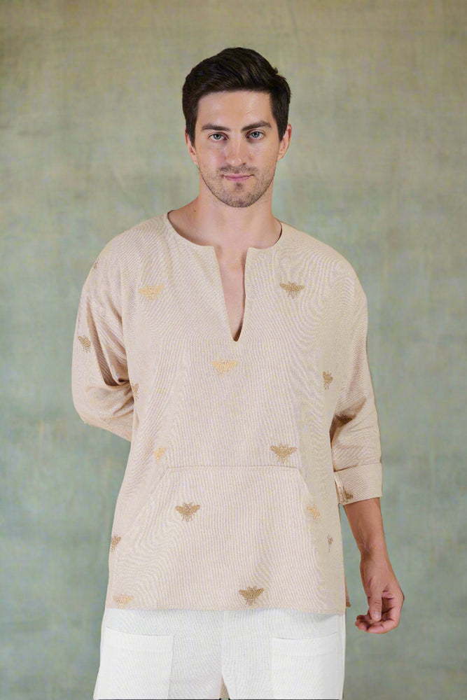 
                      
                        Honey bee embroidered Cotton Kurta & White Pajama Set
                      
                    