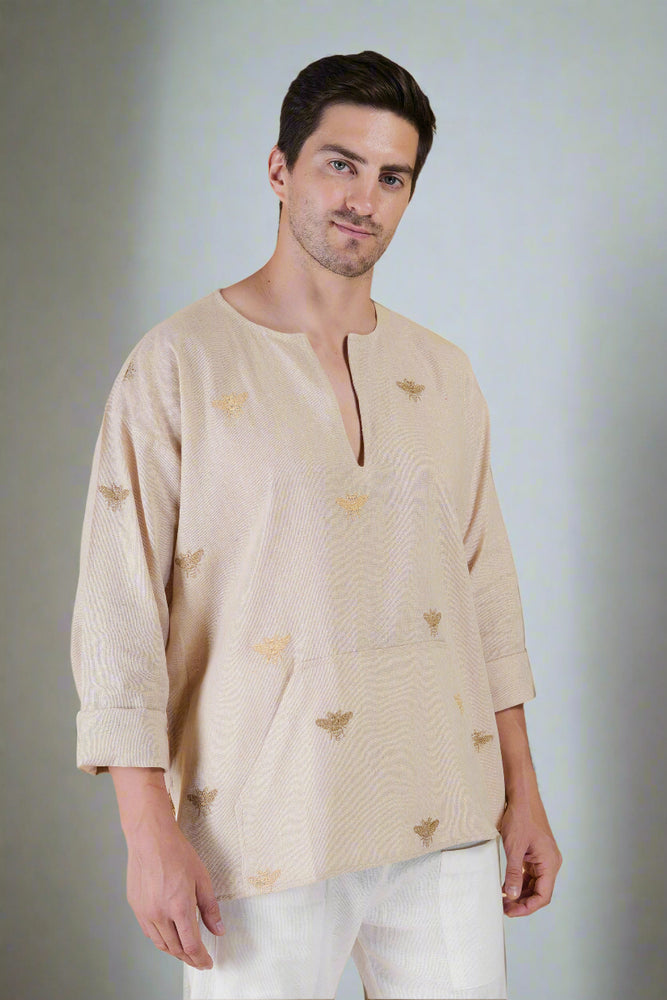 
                      
                        Honey bee embroidered Cotton Kurta & White Pajama Set
                      
                    