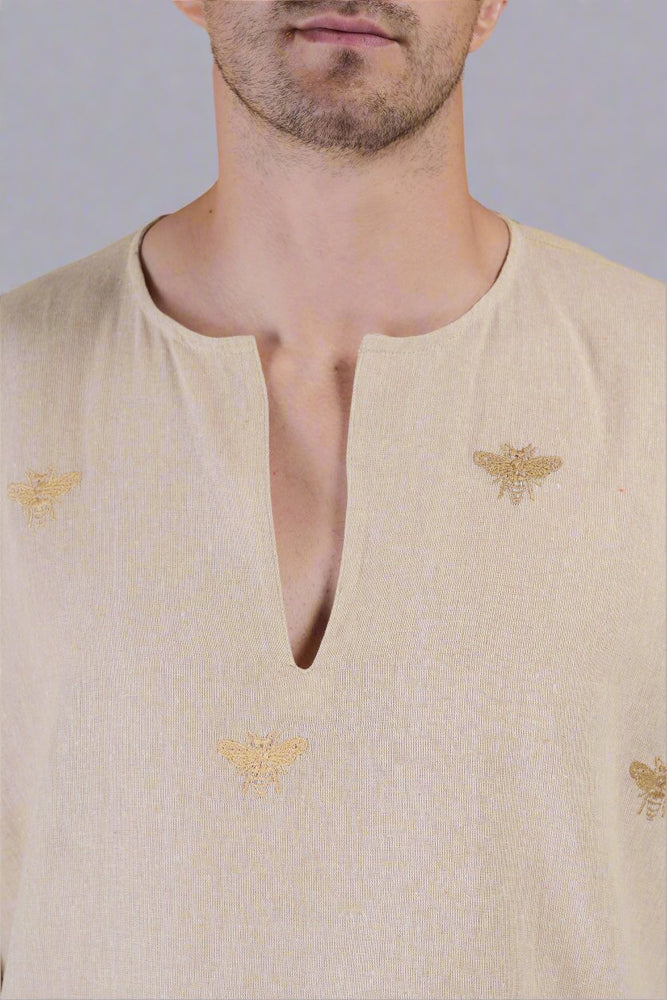 
                      
                        Honey bee embroidered Cotton Kurta & White Pajama Set
                      
                    