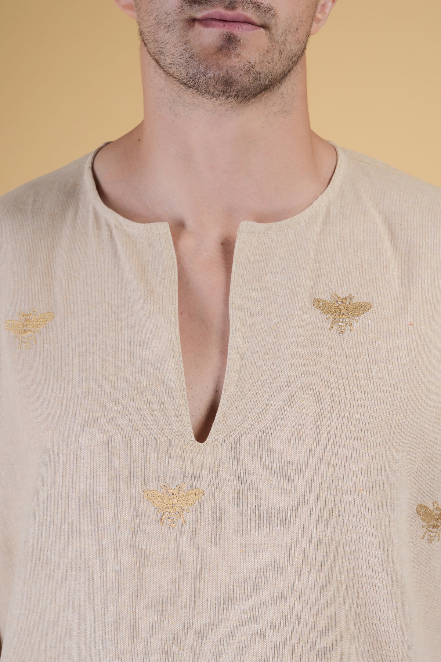 Honey bee embroidered Cotton Kurta