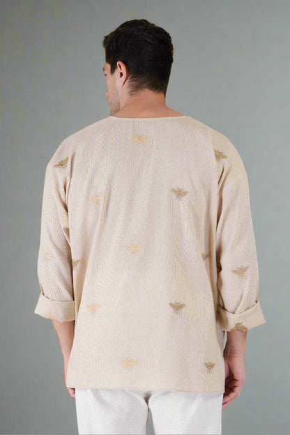 Honey Bee Embroidered Cotton Kurta