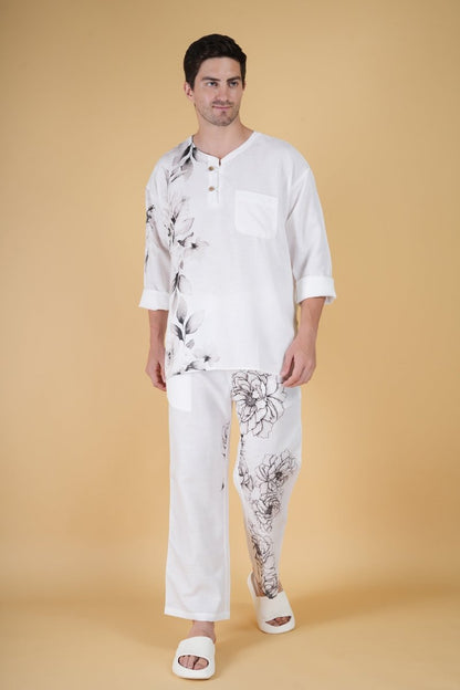 Floral Print White Pajama