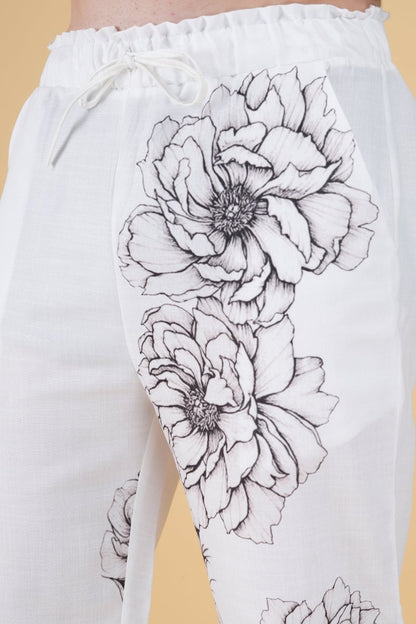 Floral Print White Pajama