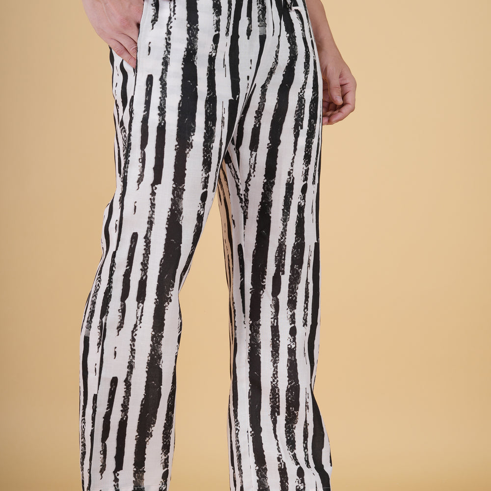 
                      
                        Black & White Brush Stripe Pajama
                      
                    