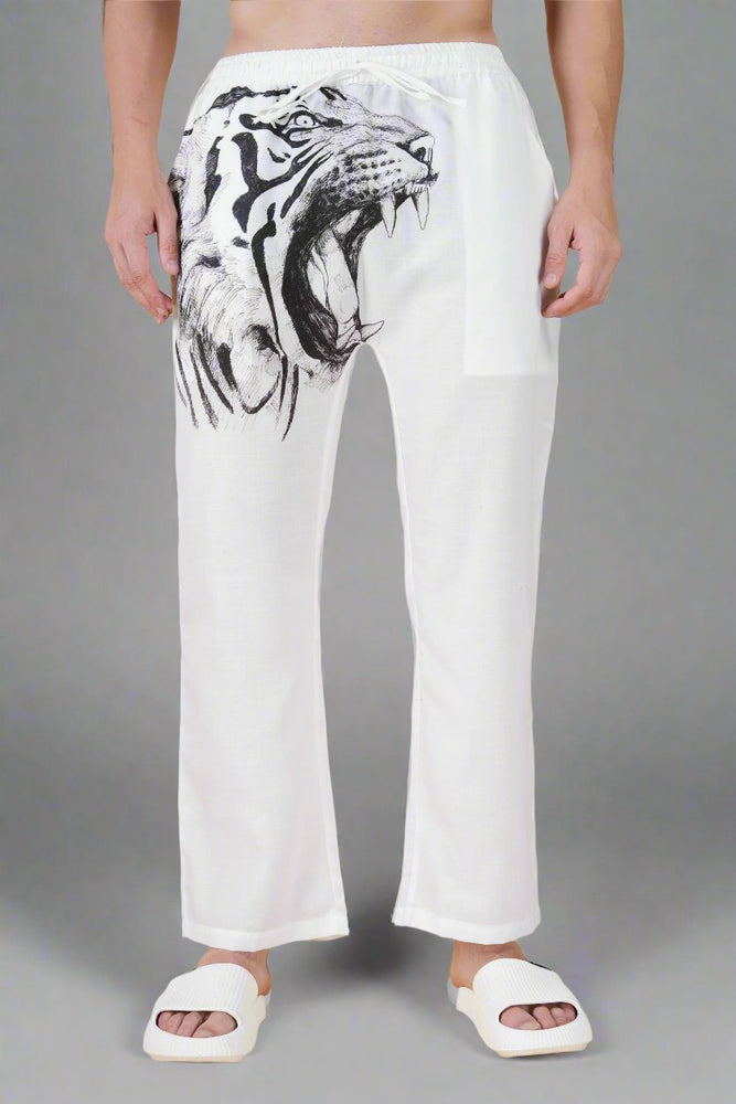 
                      
                        Lion Printed White Pajama
                      
                    