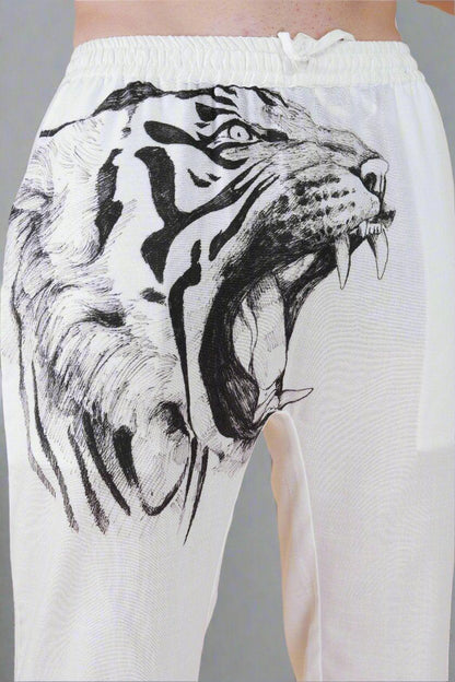 Lion Printed White Pajama