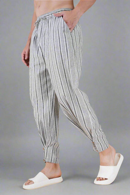Grey Vertical Line Yarn Dyed Pajama