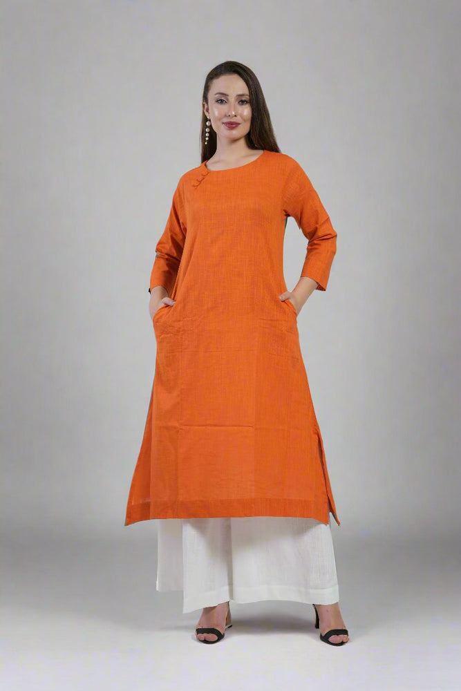 Women’s Classic Cotton Slub Long Kurta