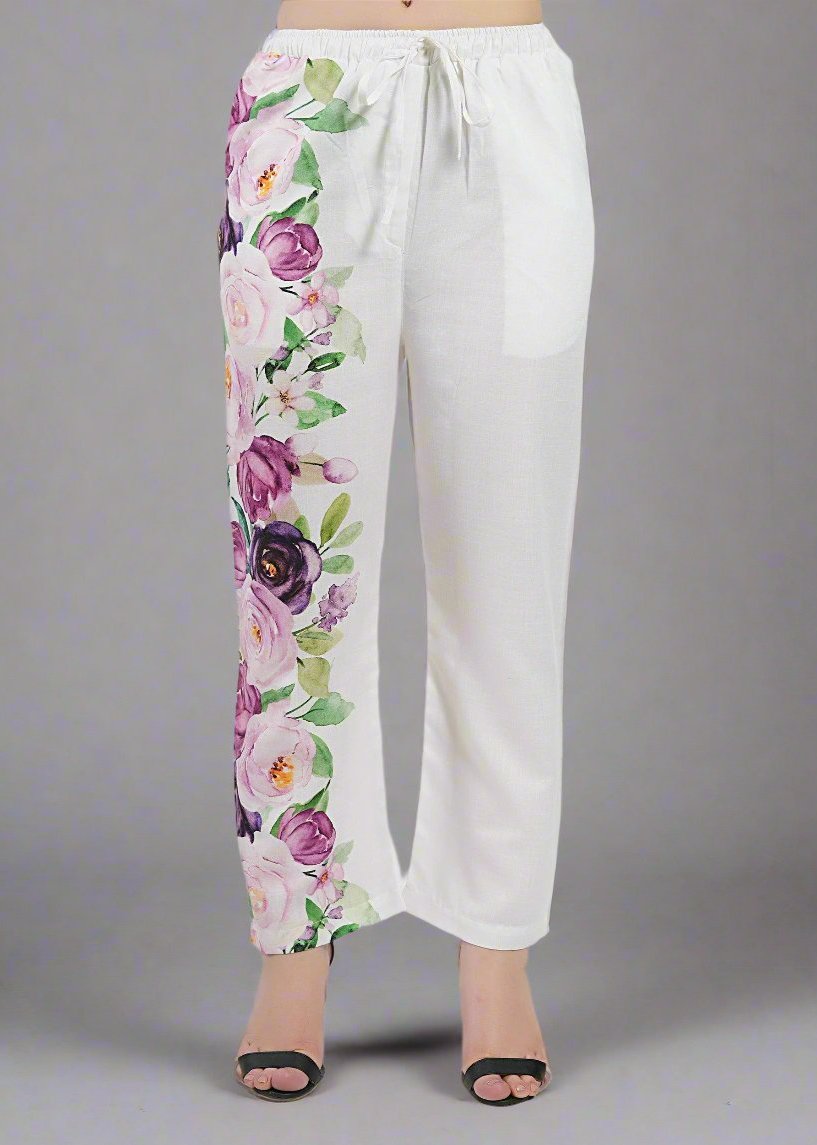 Elastic Waist Poly Linen Trousers for Effortless Style