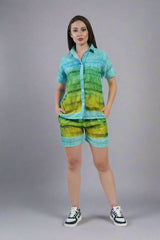 Vibrant Poly Linen Women’s Cord Set with Digital Print