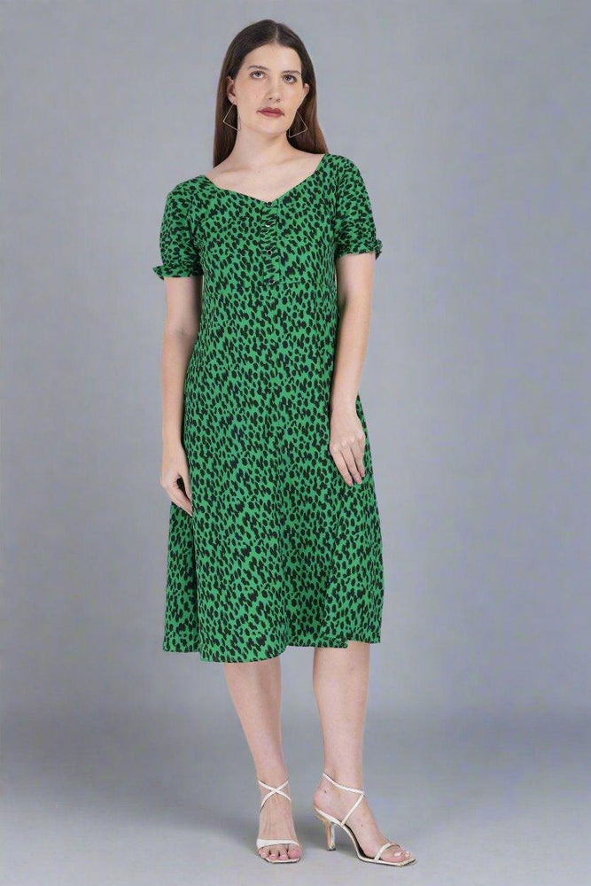 
                      
                        Leopard Printed Green Dress
                      
                    