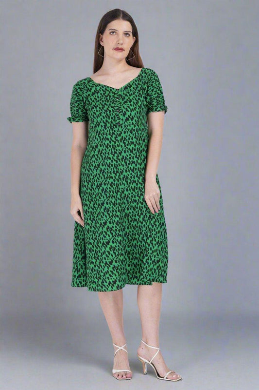 Emerald Panther Midi Dress
