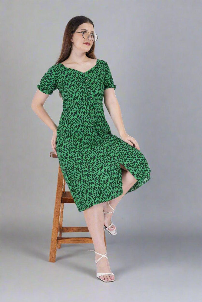 
                      
                        Leopard Printed Green Dress
                      
                    