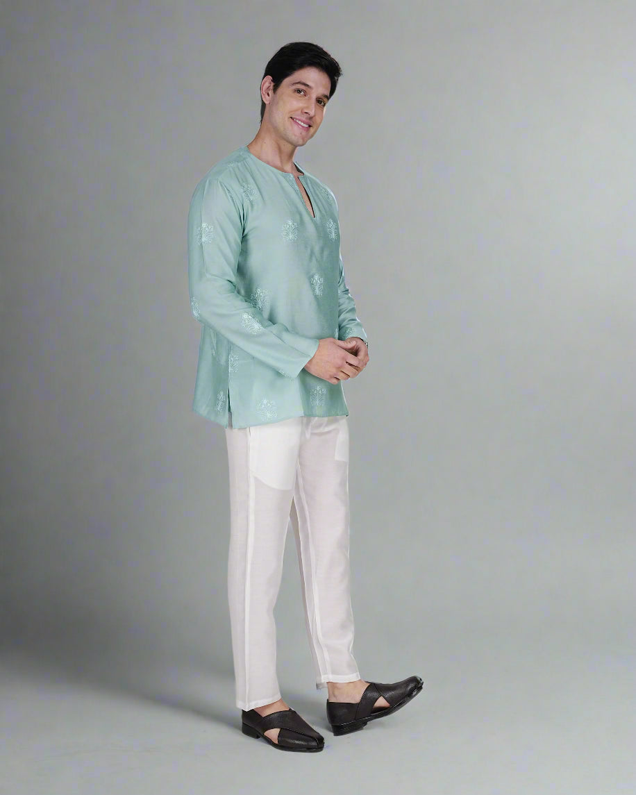 Sea Green Ethnic Kurta & Pajama Set