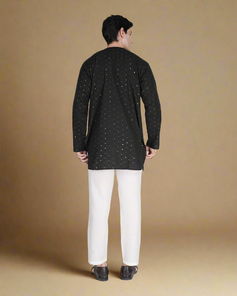 
                      
                        Men’s Cotton Flex Kurta With Line Embroidery And Sequins And Pajama Set
                      
                    