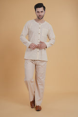 Men’s Cream Crochet Cotton Co-ord Set