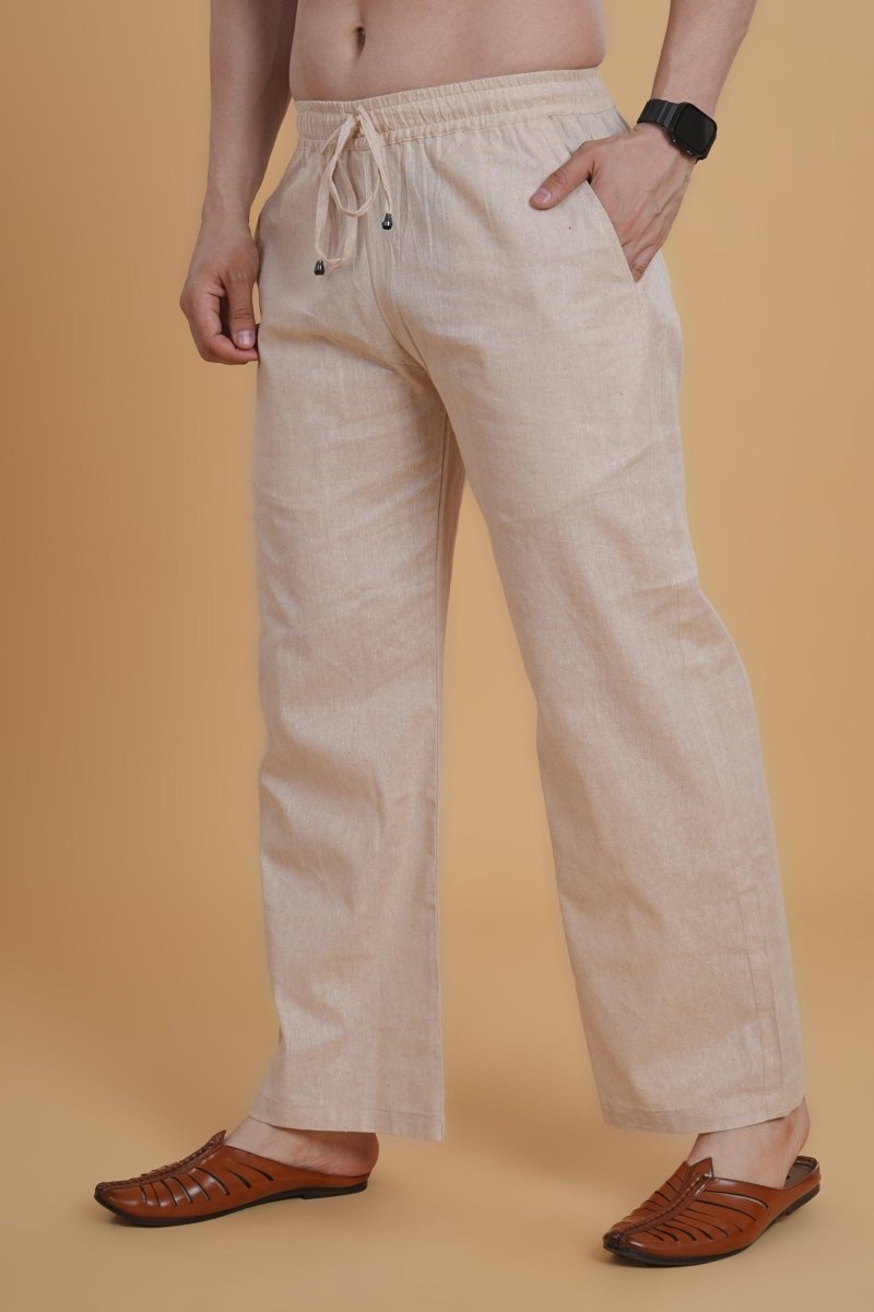 Men Cream line touch cotton Pajama