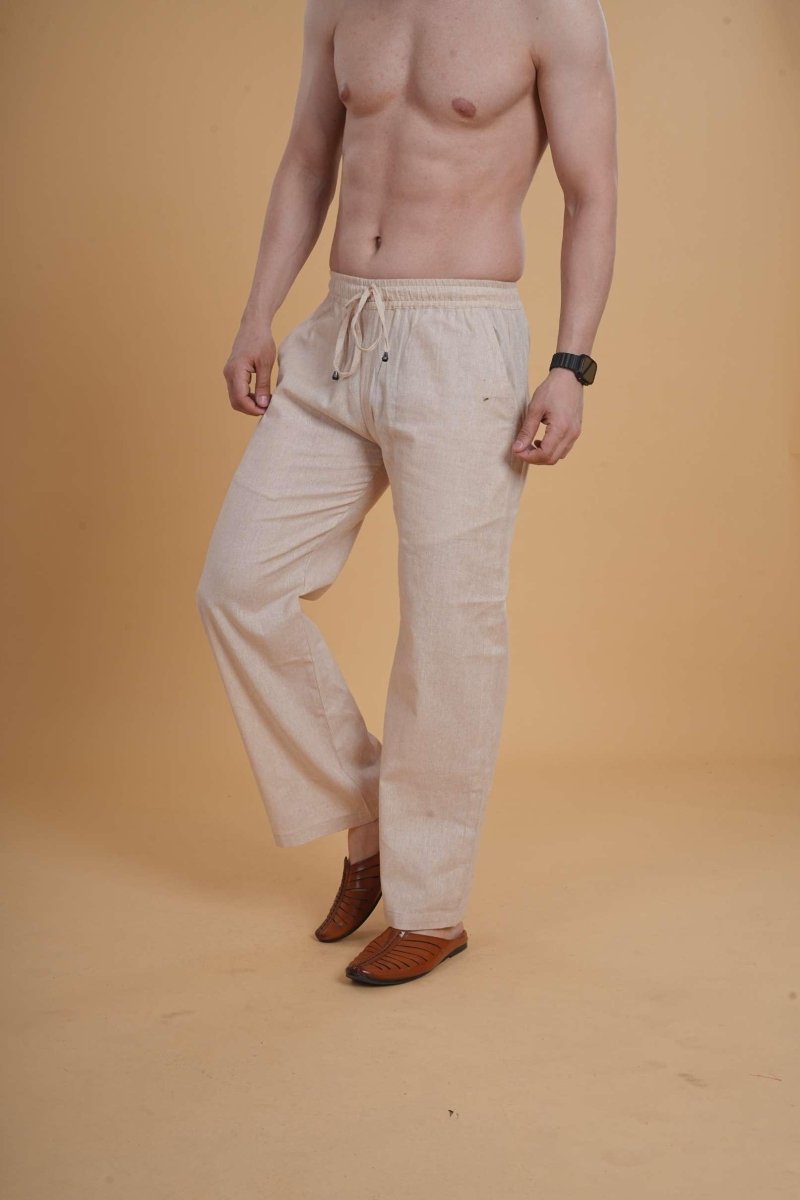 Men Cream line touch cotton Pajama