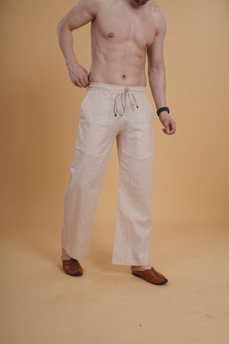 Men Cream line touch cotton Pajama
