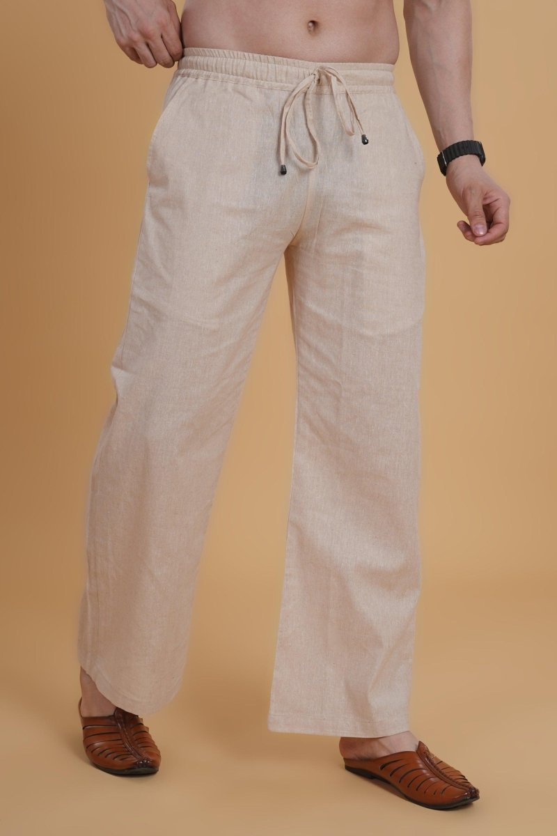 Men Cream line touch cotton Pajama