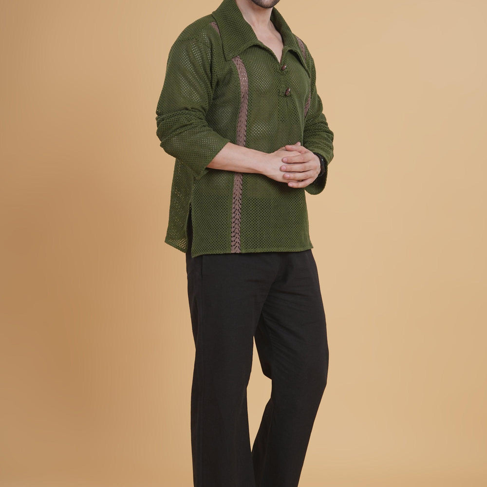 
                      
                        The Tribal Calm Crochet  Kurta Shirt
                      
                    