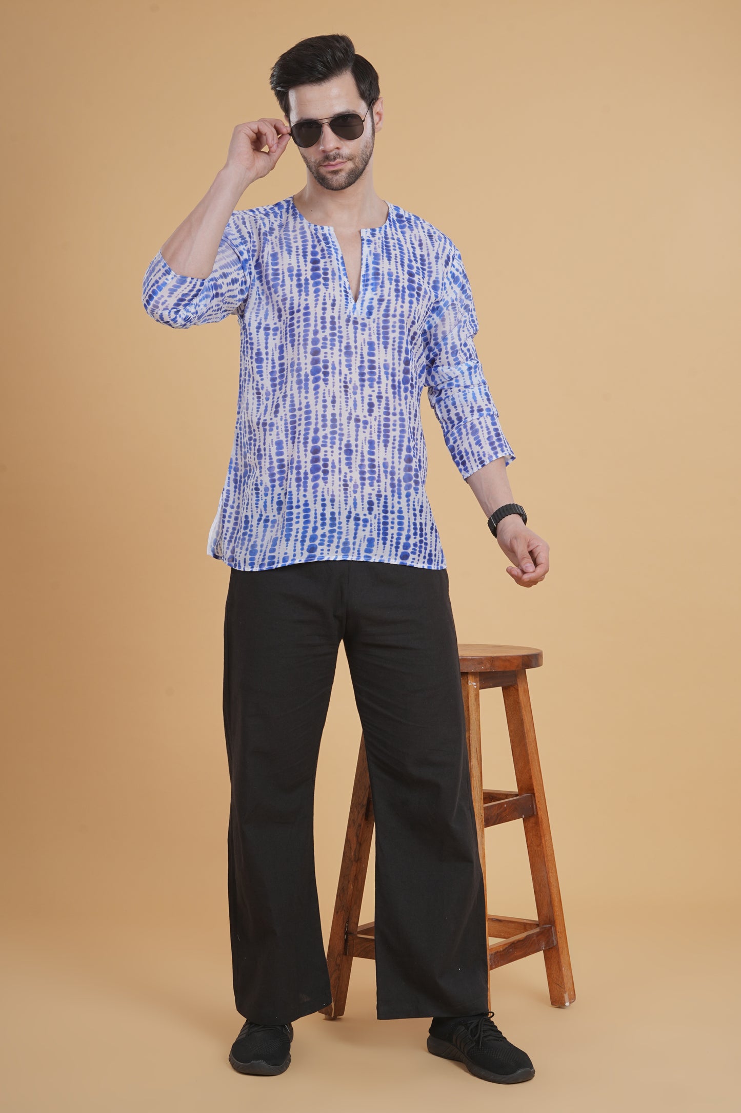 Indigo Shibori Comfort Kurta Pajama Set