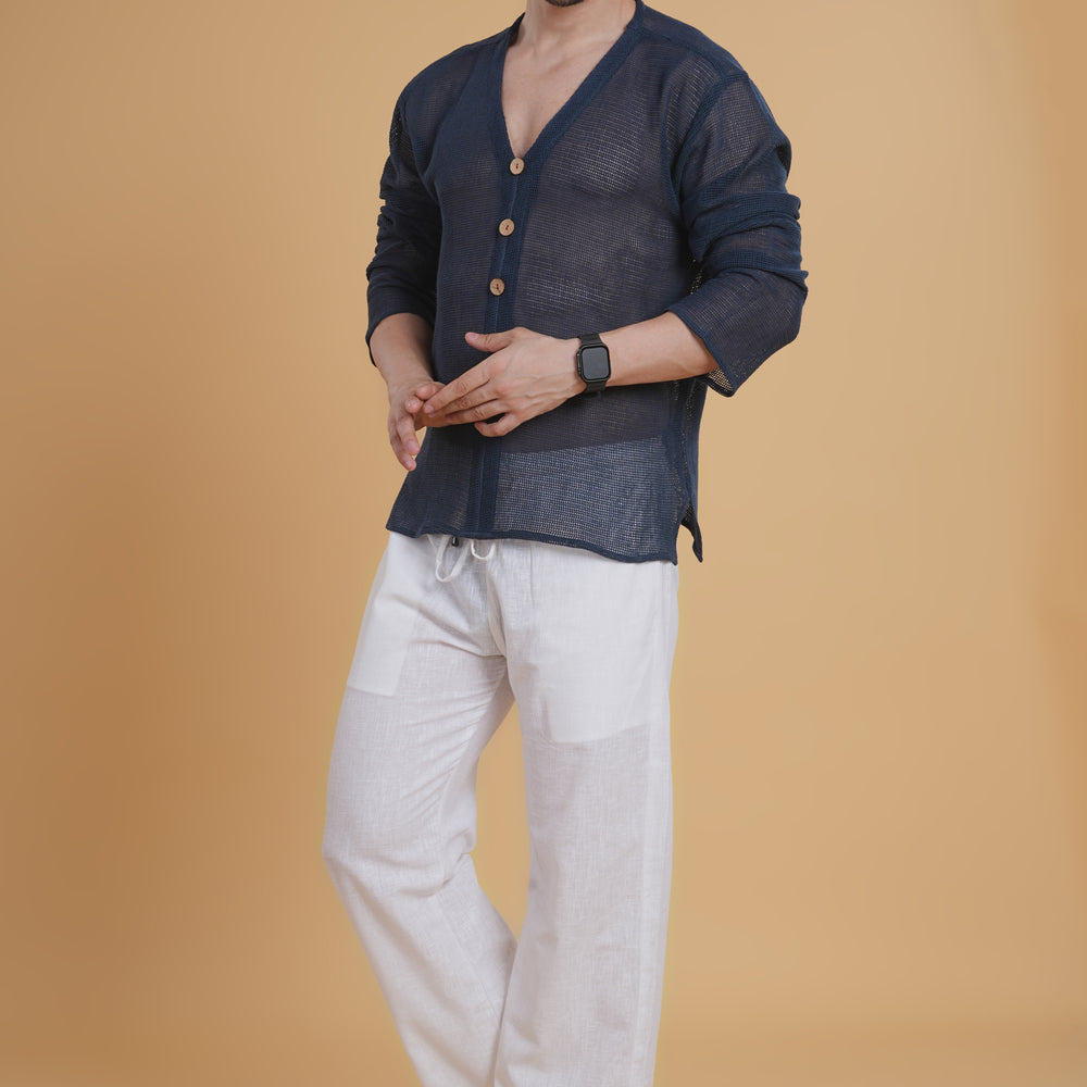 
                      
                        Handcrafted Navy Crochet Kurta & Cotton Pajama
                      
                    