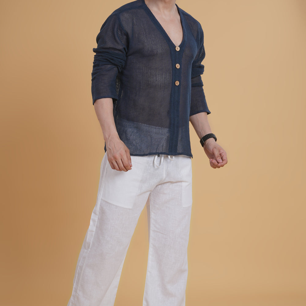 
                      
                        Handcrafted Navy Crochet Kurta & Cotton Pajama
                      
                    