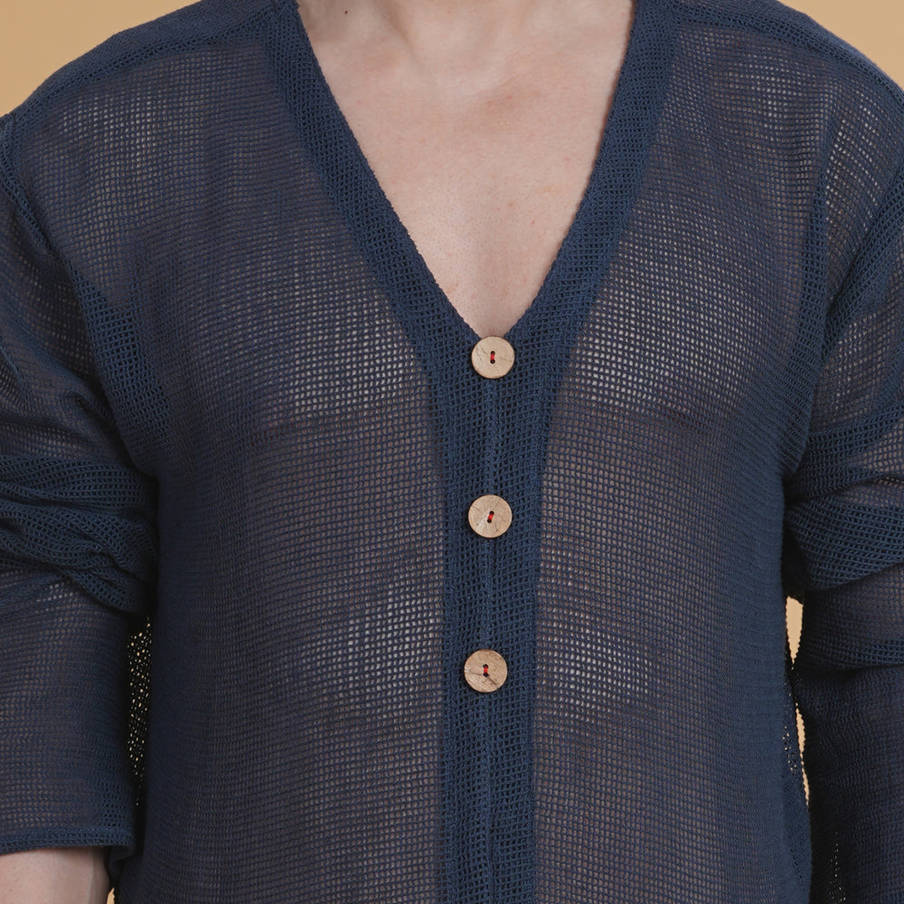 
                      
                        Handcrafted Navy Crochet Kurta & Cotton Pajama
                      
                    