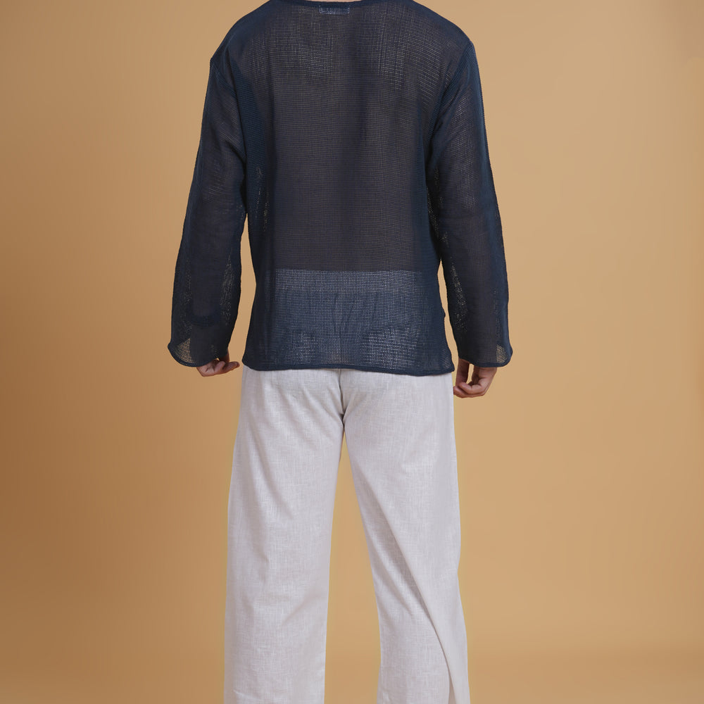 
                      
                        Handcrafted Navy Crochet Kurta & Cotton Pajama
                      
                    