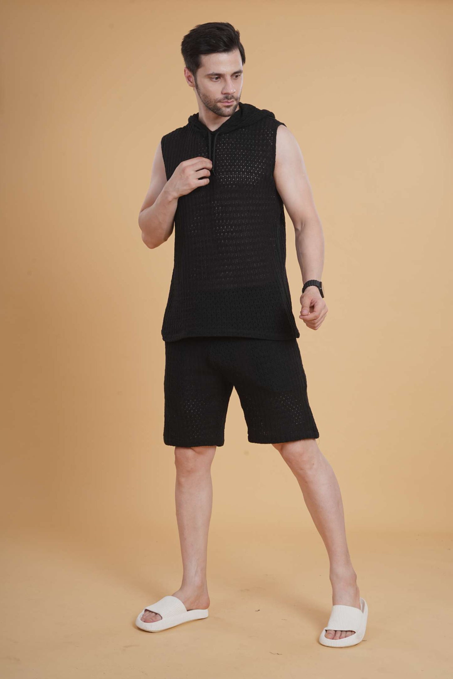 Nightgrid crochet Hooded Set