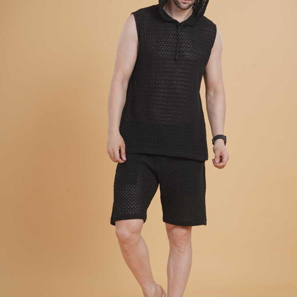 Night Grid crochet Hood & Short Set