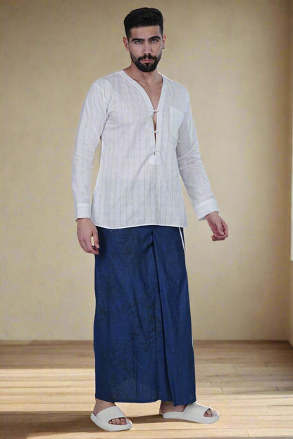 Blue Floral Digital Print PajamaLungi