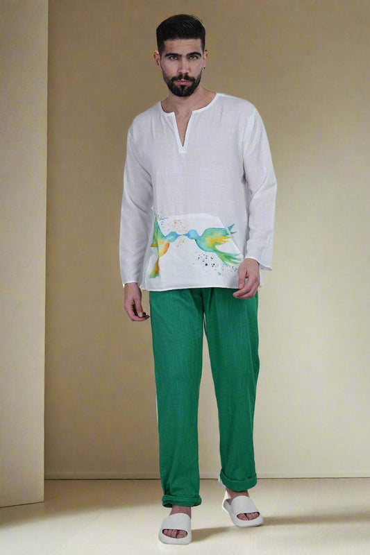 Vibrant Bird Harmony Kurta