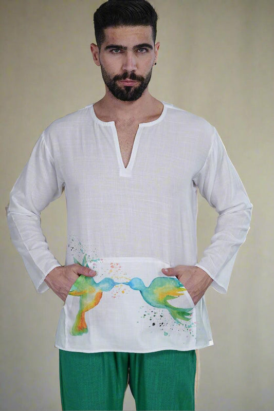 Vibrant Bird Harmony Kurta