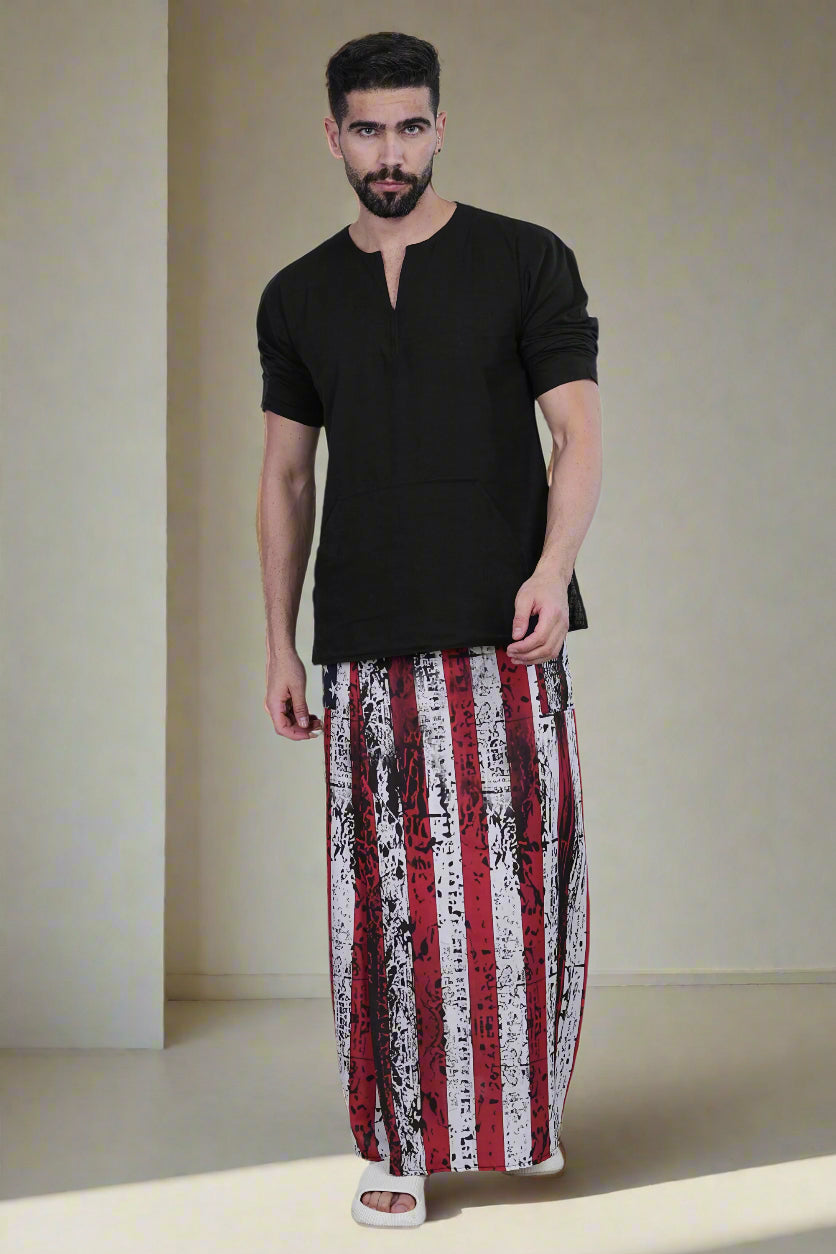 Stars & Stripes Printed Pajama Lungi kurta set